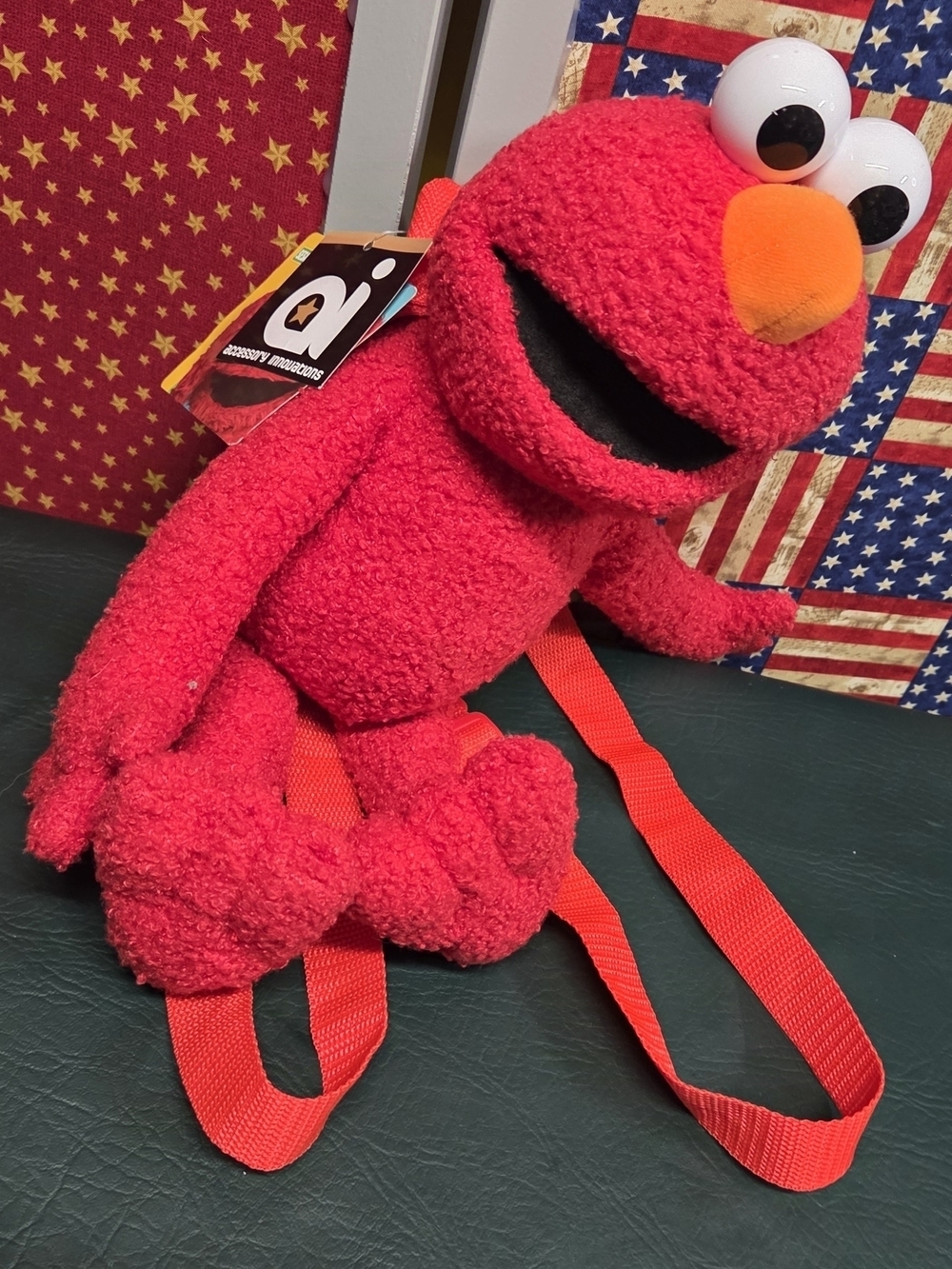 **Elmo Plush Backpack - Bright Red with Orange Nose**
